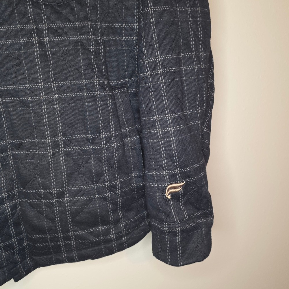 Fabletics Mens Quilted Plaid Shirt Jacket L Black Long Sleeve Button Up Casual - Picture 3 of 6